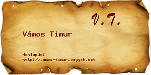 Vámos Timur névjegykártya